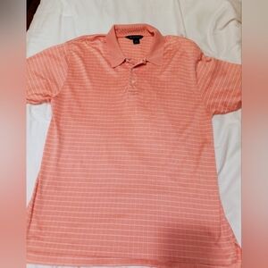 Brooks Brothers 100% Cotton Coral Striped Short Sleeve Polo Size L